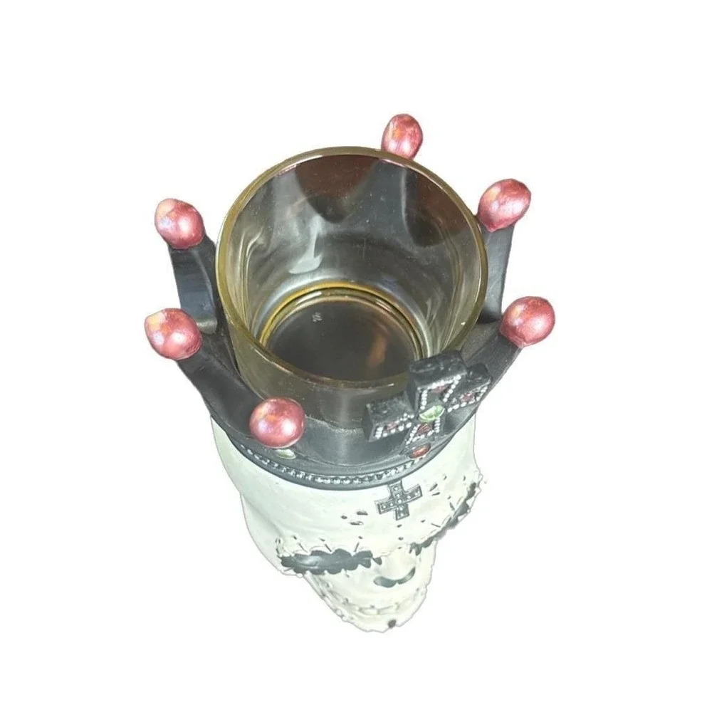 Orchard Supply Day of the Dead Skull Candle Holder with Jeweled Crown